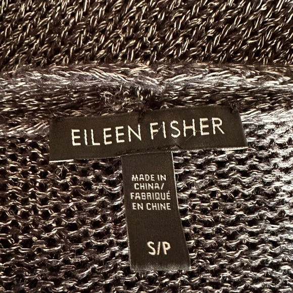 EILEEN FISHER Platinum Gray Linen Blend Shimmer Long Cardigan - Picture 10 of 16